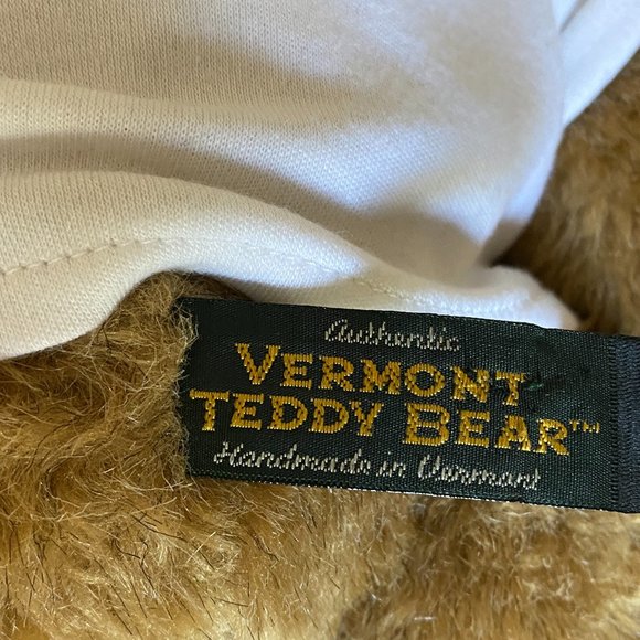 Vtg Vermont Teddy Bear Mohair Love Patch On Left Arm Fully Jointed Golden Brown - Picture 6 of 16